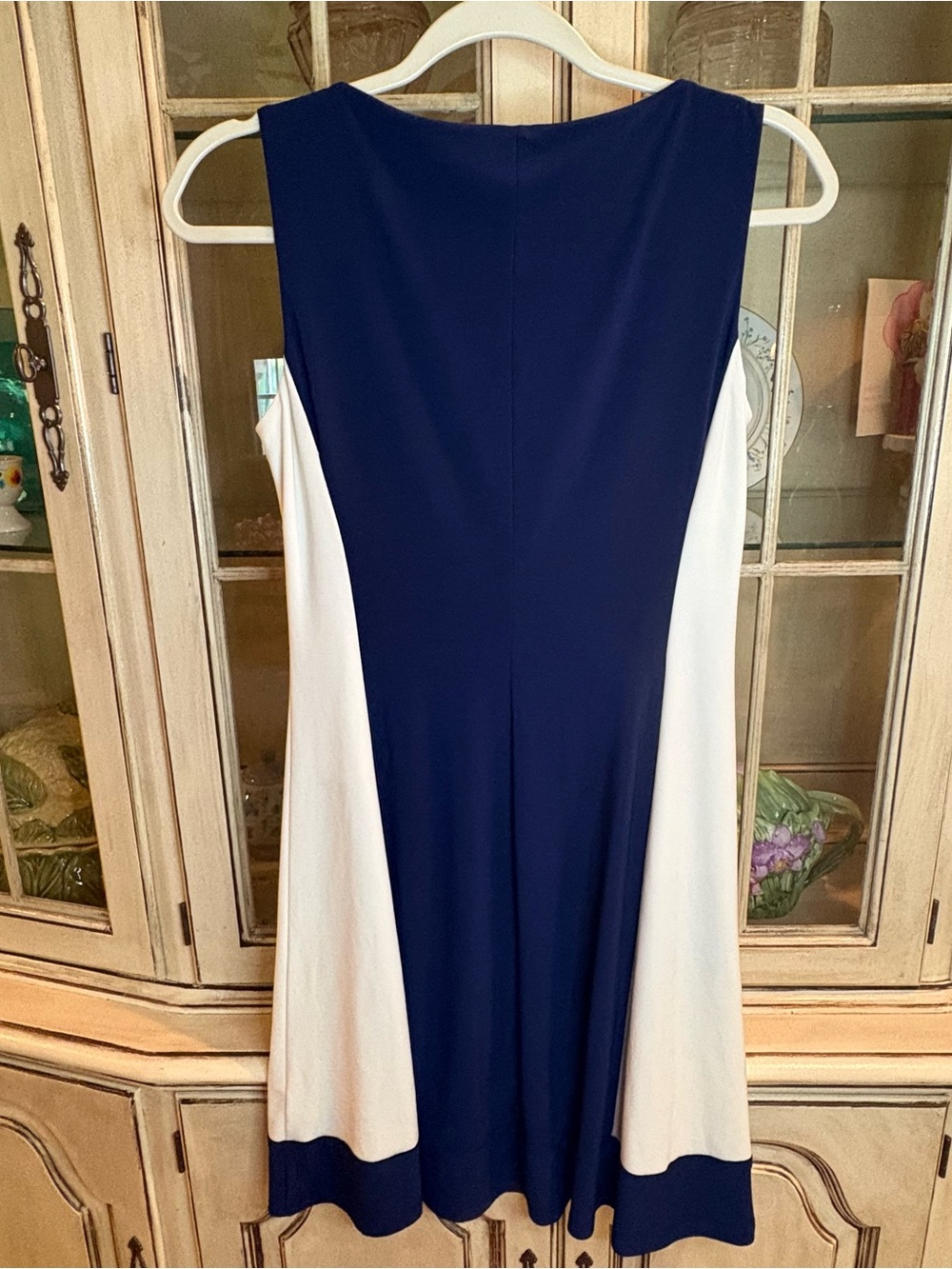Chaps Navy and White Colorblock Sleeveless Sheath Dress - Picture 3 of 7